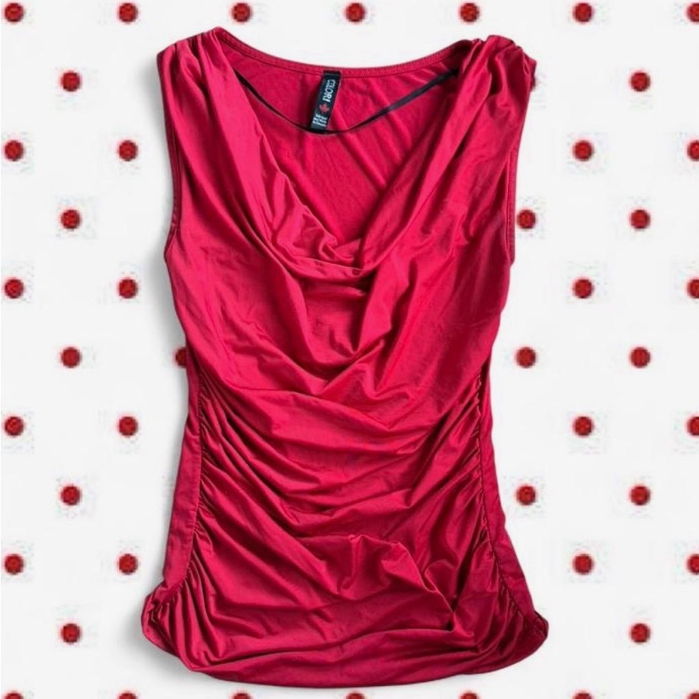 Colori Sleeveless Drape Neck Tank Top - Bright Red